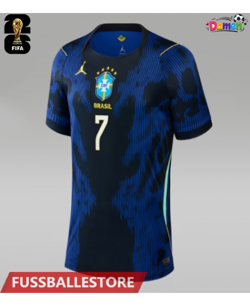 Günstige Brasilien Vinicius Junior #7 Auswärtstrikot Damen WM 2026 Kurzarm